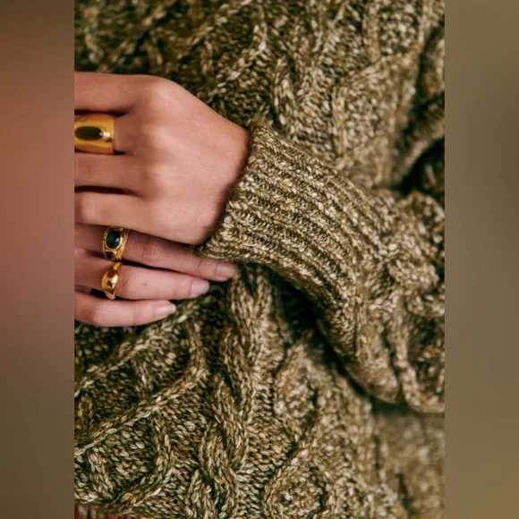 Sezane James Jumper Olive Chiné - Size S - Picture 5 of 16